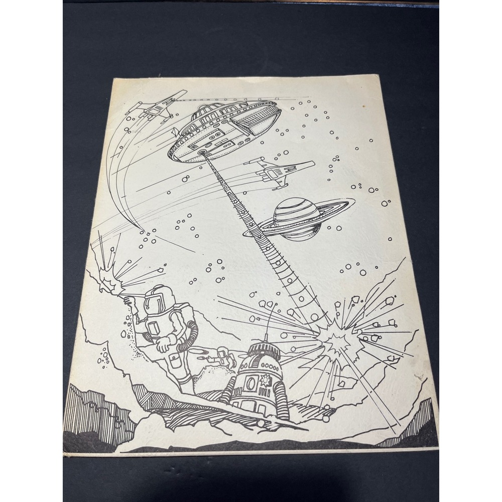 Vintage Duo-Tang Scribbler Portfolio 57460 Sci-Fi Space Battle Folder 12x9.5